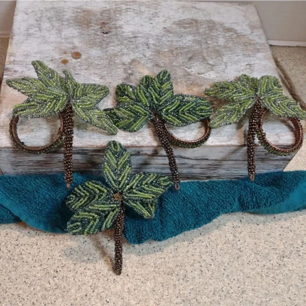 Pier 1 Palm Tree Napkin Rings 4. G7